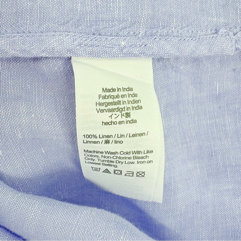 J. Crew Baird McNutt Relaxed Fit Short Sleeve Irish Linen Blue Shirt Dress - Picture 5 of 13